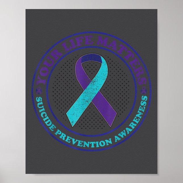 Affiche Suicide Prevention Awareness Teal &amp; Purple Rib (Devant)