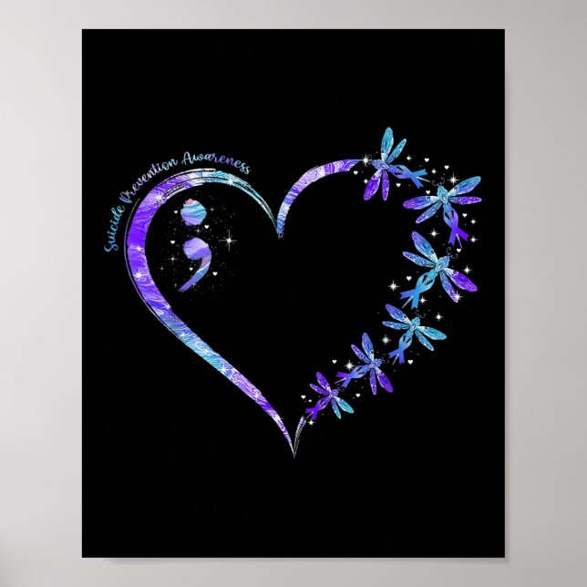 Affiche Suicide Prevention Awareness Week Heart Semicolon  (Devant)
