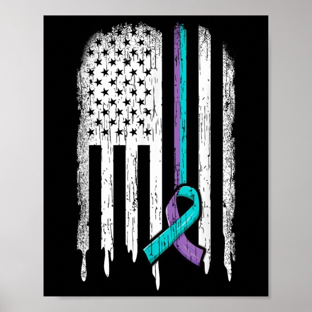 Affiche Suicide Prévention Chemise Usa Drapeau Ribbon Suic (Devant)