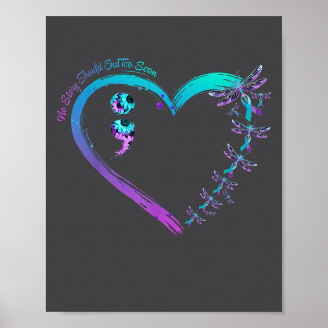 Affiche Suicide Prevention Week Dragonfly Heart Ribbon Sem (Devant)
