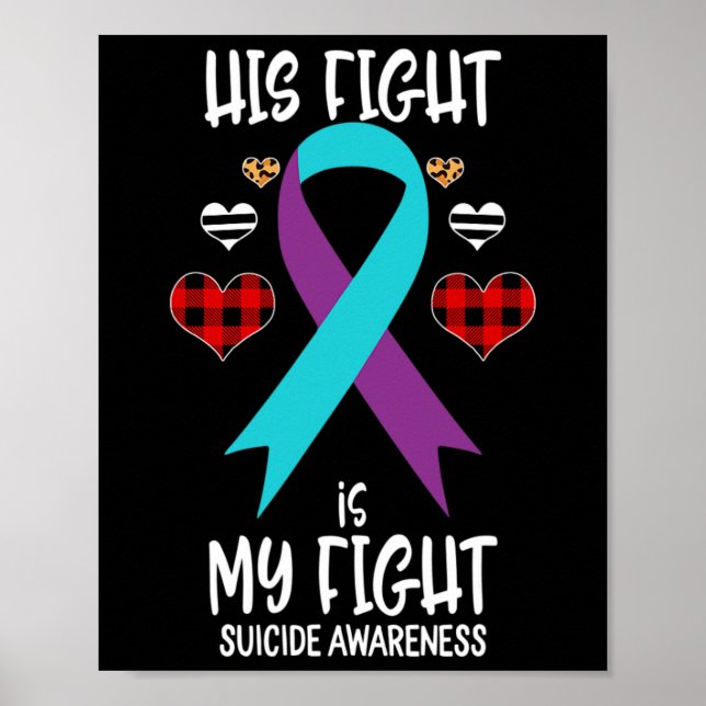 Affiche Suicide Sensibilisation Ruban Sa Lutte Est Mon Com (Devant)