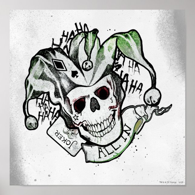 Affiche Suicide Squad | Joker Skull "All In" Tattoo Art (Devant)