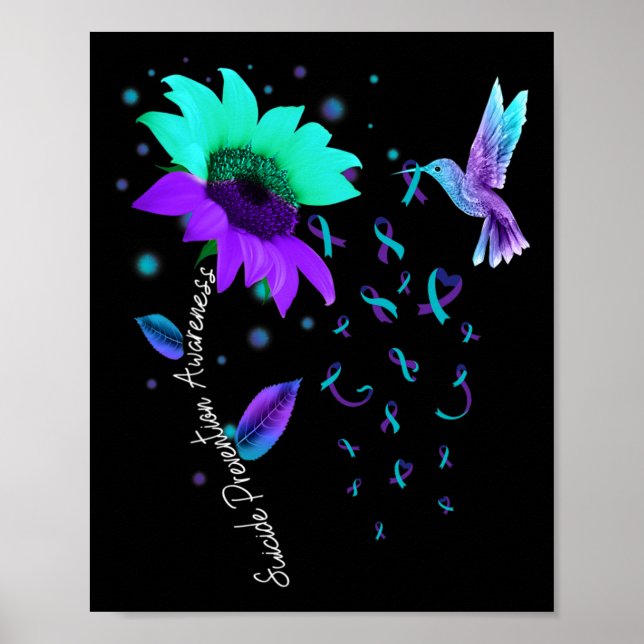 Affiche Suicide turquoise Et Violet De Tournesol Hummingbi (Devant)