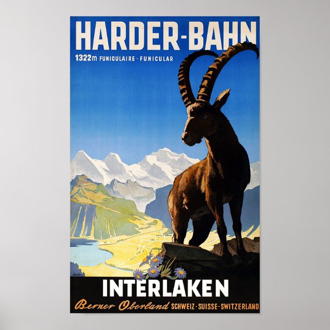 Affiche " Suisse : 2022/aujourd'hui Interlaken - Harder Ba (Devant)