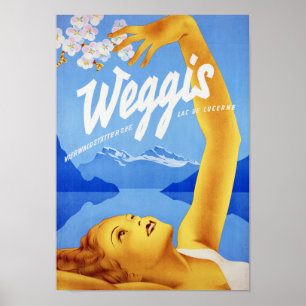 Affiche " Suisse : 2022/aujourd'hui - lac Weggis des Quatr