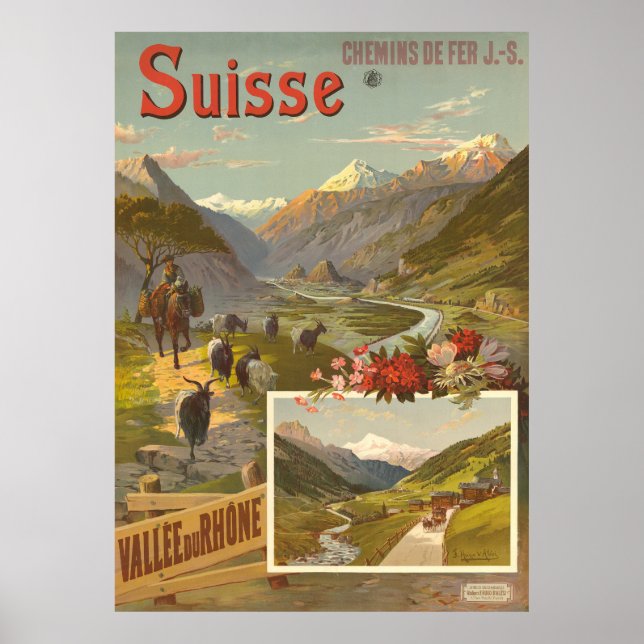 Affiche Suisse, Chemins de Fer Jura - Simplon, (Devant)
