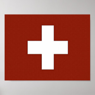 Affiche Suisse - Drapeau suisse -