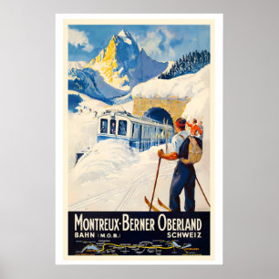 Affiche Suisse Montreux Oberland Bernois MOB Vintage