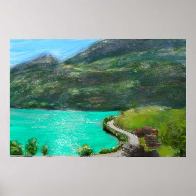 Affiche Suisse paysage peinture pastel à l'huile (Devant)