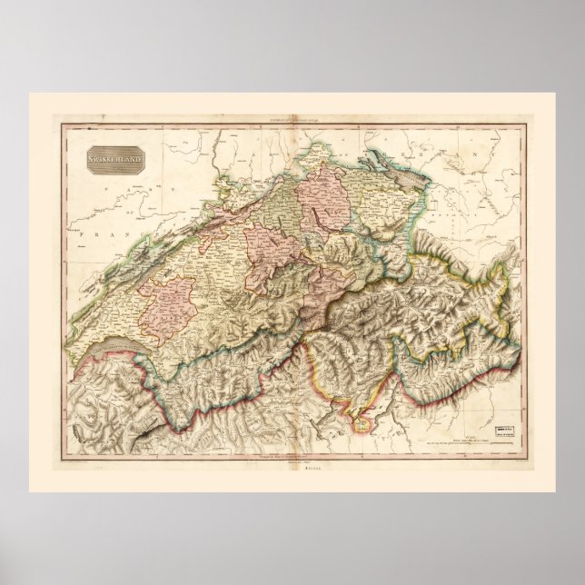 Affiche Suisse (Suisse) Carte c. 1818 (Devant)