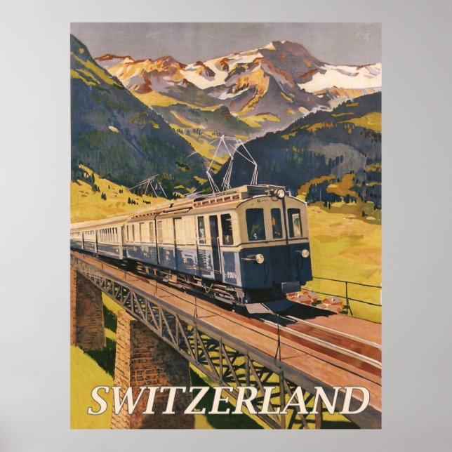 Affiche Suisse, Train électrique, Chemin de fer (Devant)