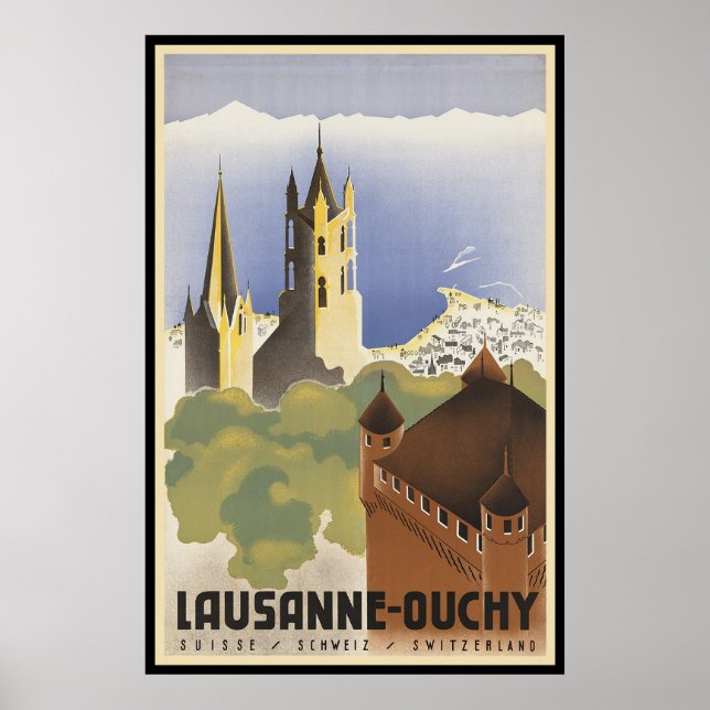 Affiche Suisse vintage Lausanne-Ouchy (Devant)