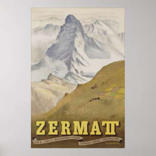 Affiche Suisse Vintage Zermatt Matterhorn Voyage