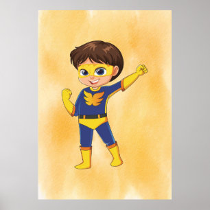 Affiche Suit Jaune Superhero Boy ! Amusants Enfants Art Im