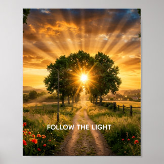 Affiche SUIVEZ LA LUMIÈRE - Arbre de coucher de soleil ins