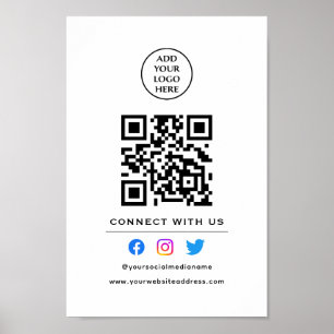 Affiche Suivez le code QR pour nous connecter Votre logo