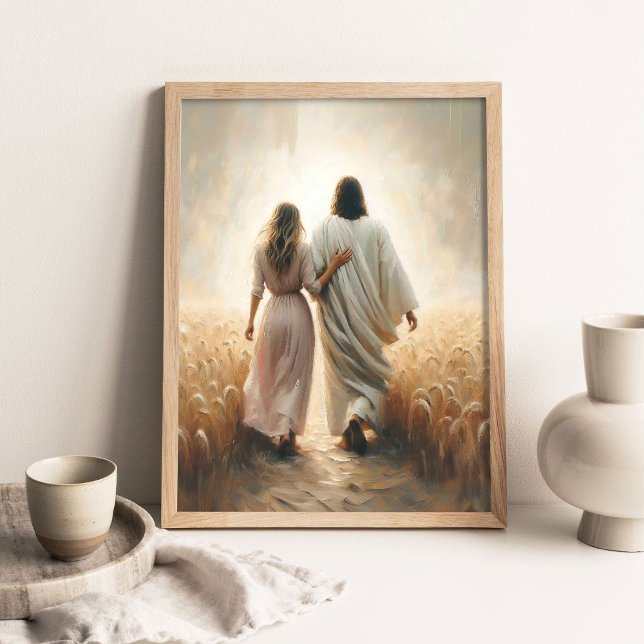 Affiche Suivez-Le, Peinture Chrétienne, Jésus et Femme, (Créateur téléchargé)