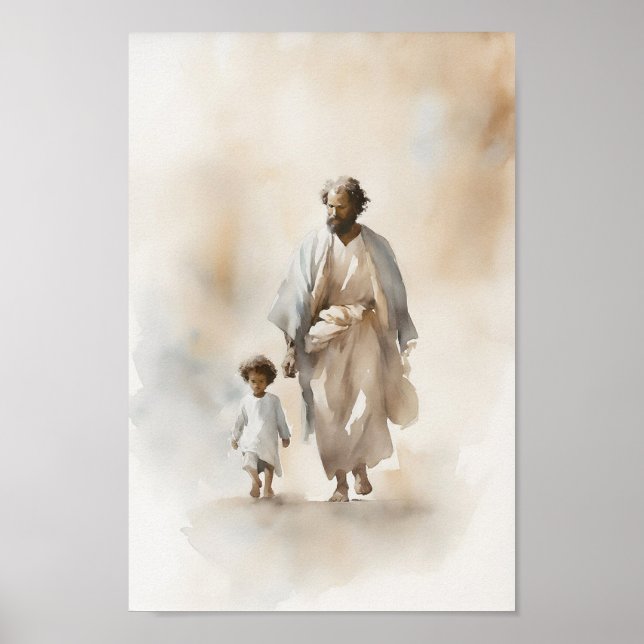 Affiche Suivez-moi Jésus Watercolor Art Imprimer (Devant)