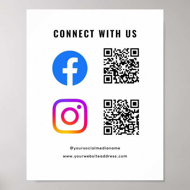 Affiche Suivez Scan Connect With Us Code QR sur les réseau (Devant)