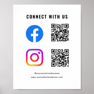 Affiche Suivez Scannez Connectez-vous avec nous Code QR Ré