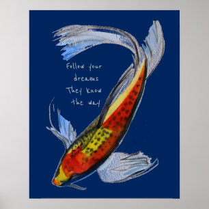 Affiche Suivez vos poissons oranges de Japonais de Koi de