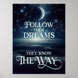 Affiche Suivez vos rêves avec la Terre la Lune et les Étoi