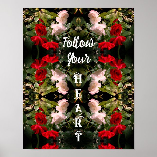 Affiche Suivez vos Roses du coeur Inspirationnel Abstrait (Devant)