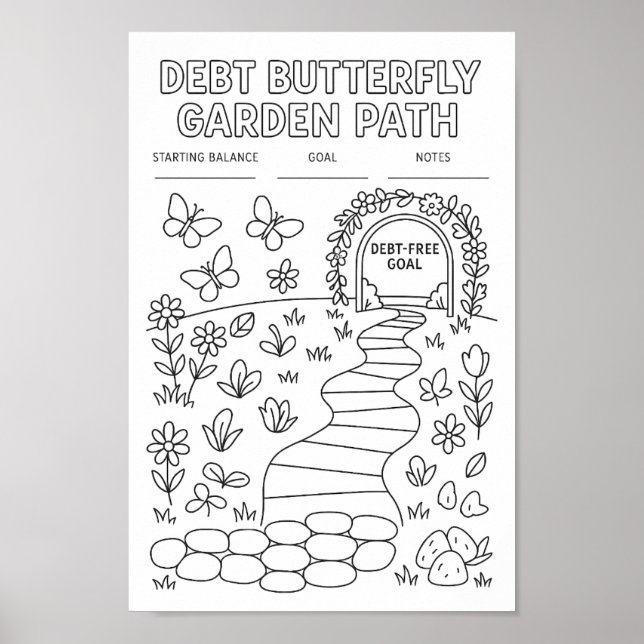 Affiche Suivi de chemin de jardin papillon de dette (Devant)