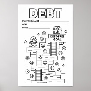 Affiche Suivi de niveau de jeu vidéo de dette amusant moti