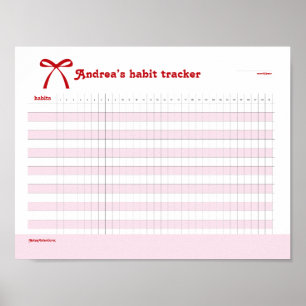 Affiche Suivi d'Habitudes Personnalisé Ruban Rose
