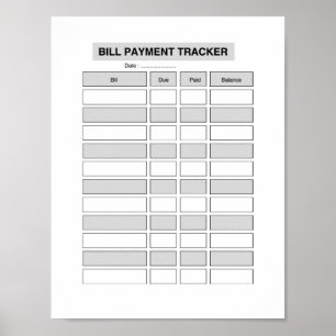 Affiche Suivi mensuel des paiements de factures