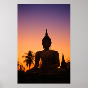 Affiche Sukhothai, Wat Mahathat Au coucher du soleil