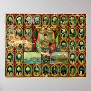 Affiche Sultans de la dynastie ottomane Vintage