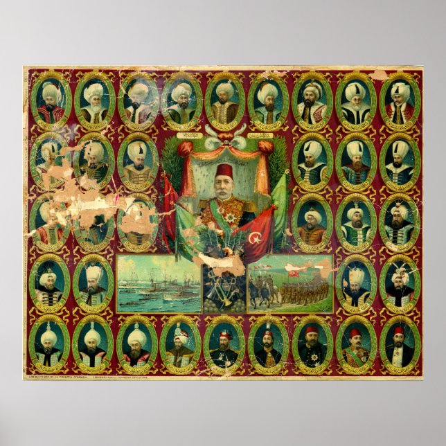 Affiche Sultans de la dynastie ottomane Vintage (Devant)