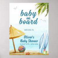 Summer Beach Surboard Baby shower Bienvenue