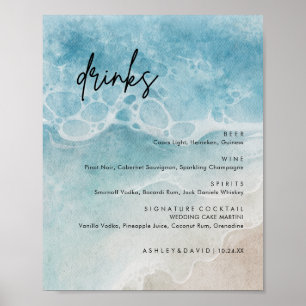 Affiche Summer Beach Wedding Large Drinks Bar Menu