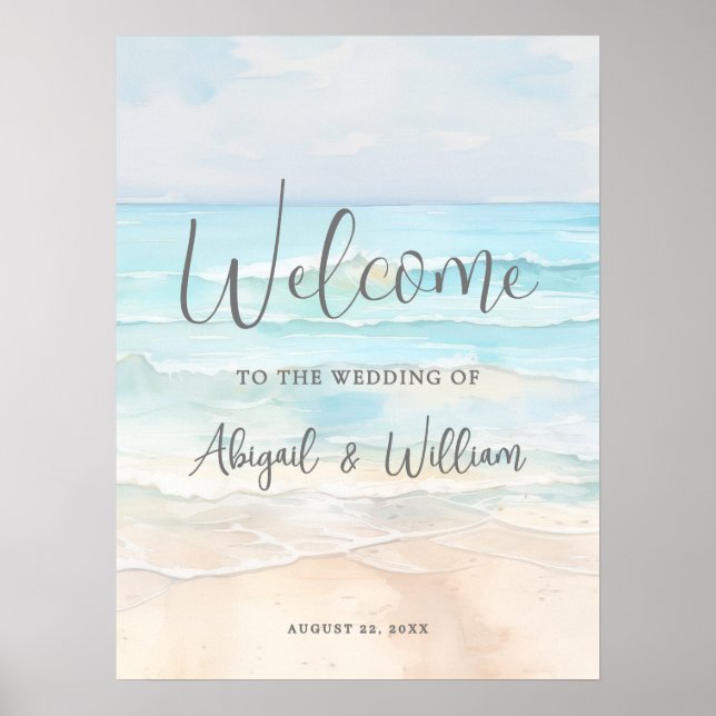 Affiche Summer Beach Wedding Welcome Sign (Devant)