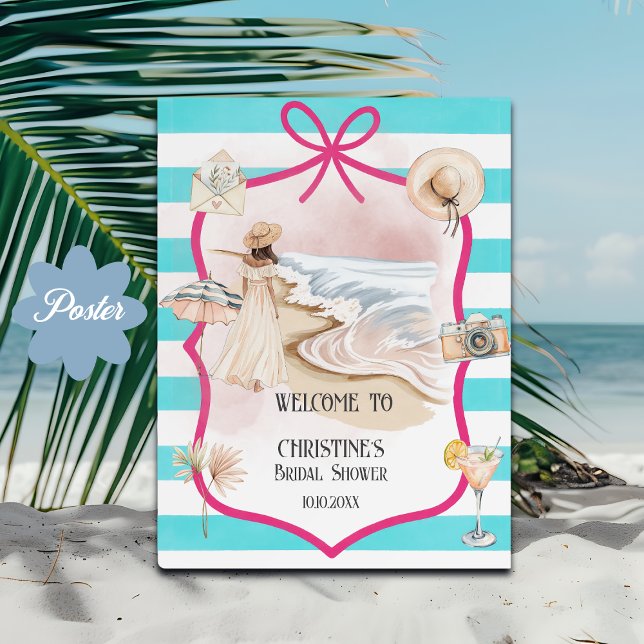 Affiche Summer Chic Beach and Waves Bridal Shower Welcome (Créateur téléchargé)