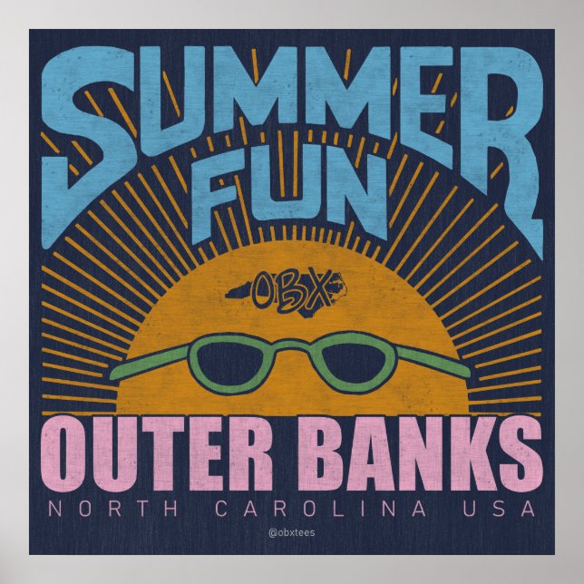 Affiche Summer Fun OBX Bancs extérieurs Caroline du Nord V (Devant)