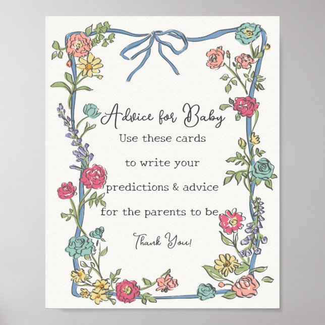 Affiche Summer Garden Party Floral Douche conseil pour béb (Devant)