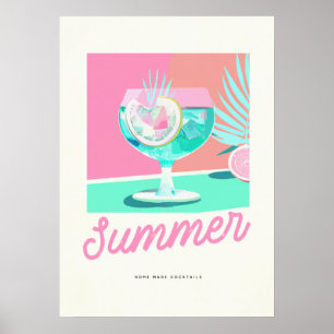 Affiche Summer Home Cocktails Fabriqués Retro