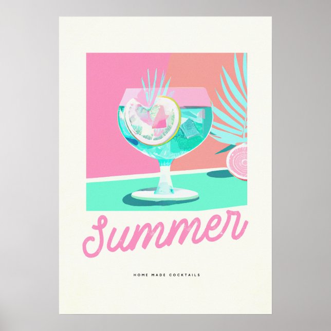 Affiche Summer Home Cocktails Fabriqués Retro (Devant)