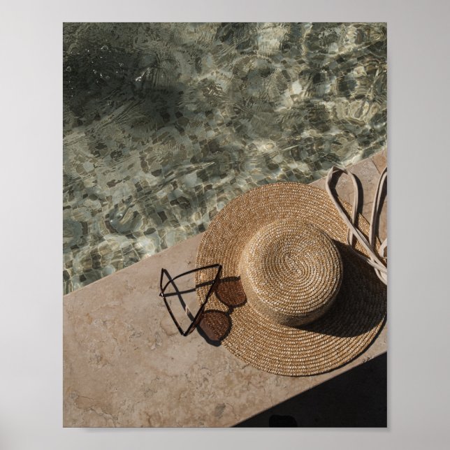 Affiche Summer Poolside Aesthetic Straw Hat  (Devant)