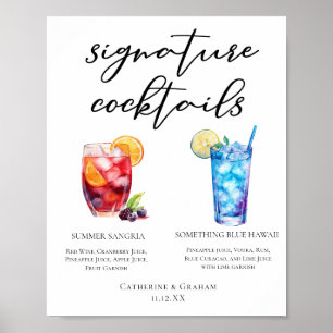 Affiche Summer Sangria Blue Beach Signature Cocktails Menu
