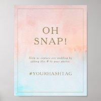 Summer Sunset Watercolor Oh Snap Wedding Hashtag