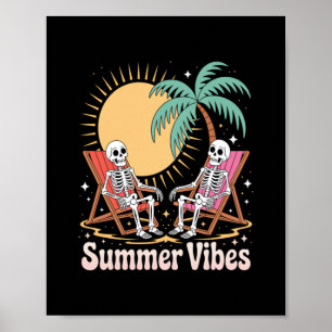 Affiche Summer Vibes Skeleton Summer Vacances Plage