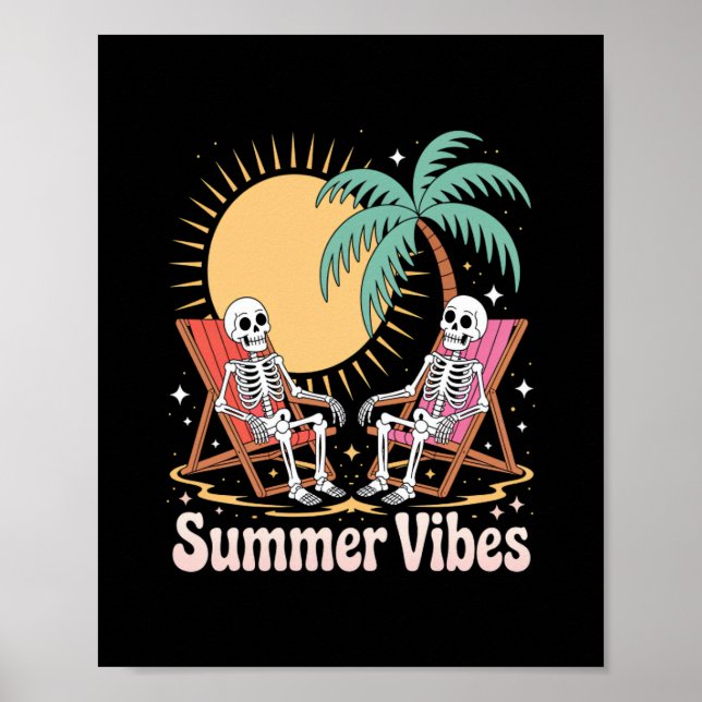 Affiche Summer Vibes Skeleton Summer Vacances Plage (Devant)