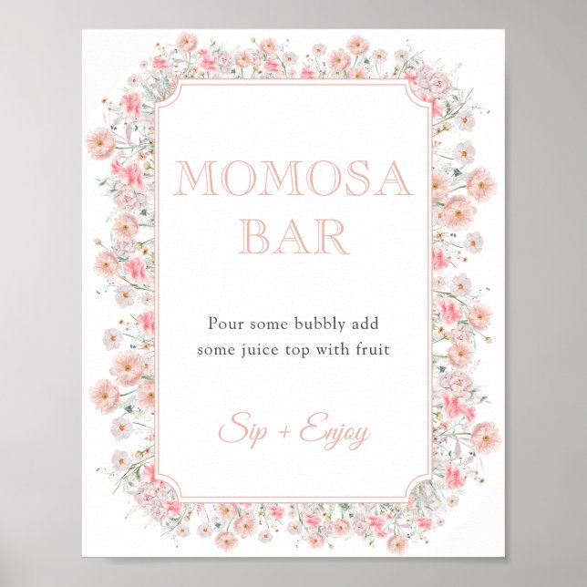 Affiche Summer Wildflower Baby Shower Momosa Bar Sign (Devant)