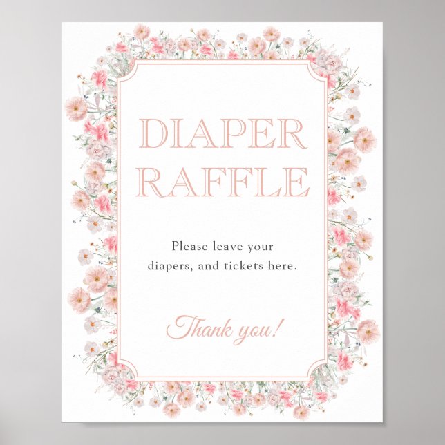 Affiche Summer Wildflower Diaper Raffle Baby Shower (Devant)