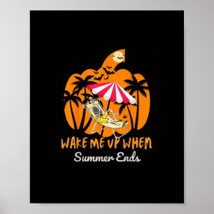 Affiche Summerween Citrouille de plage Skeleton drôle Hall